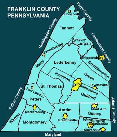 map of franklin pa|franklin county pennsylvania map.